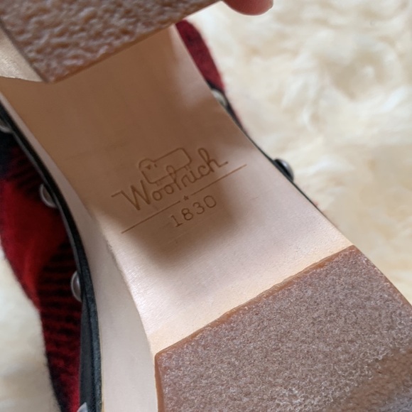 Woolrich Limited Edition Buffalo Check Plaid Flannel Wool Wooden Mules Clogs 7.5 - Picture 8 of 12